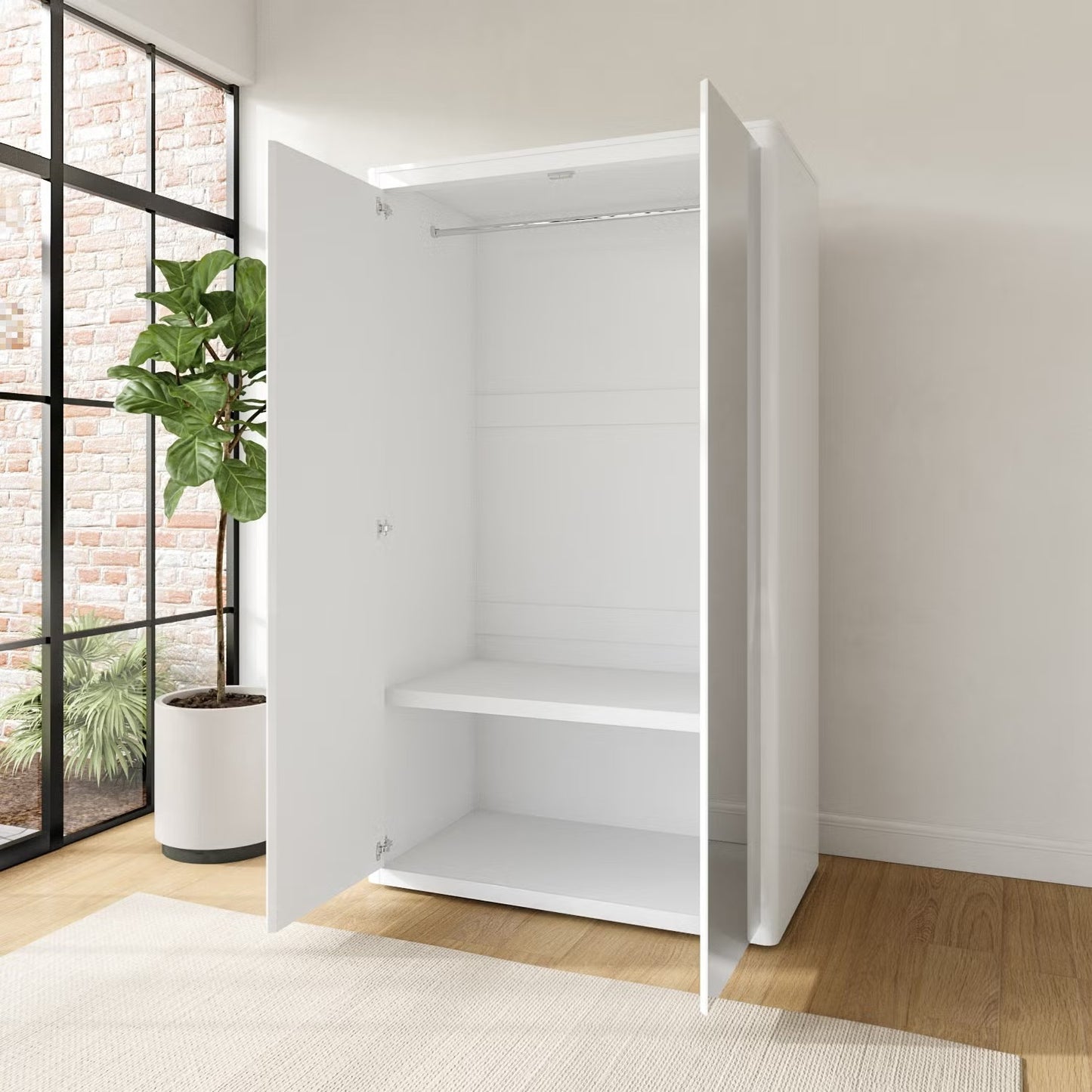 Double Door Wardrobe With Mirror Doors