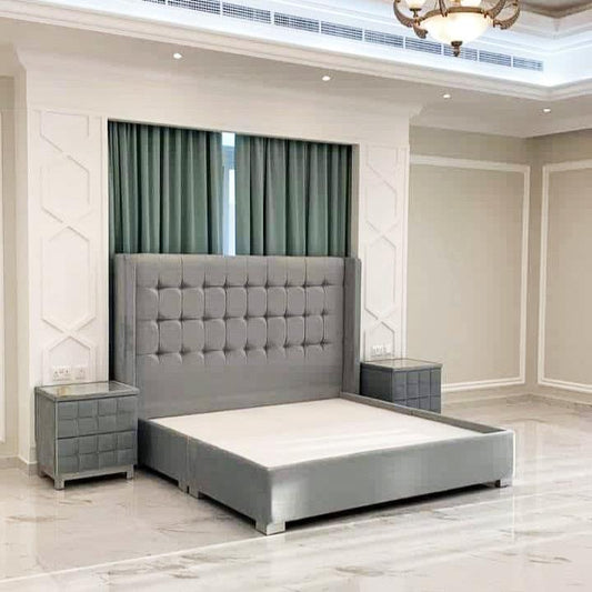 Elegant Modern Gray Upholstered Bed Frame