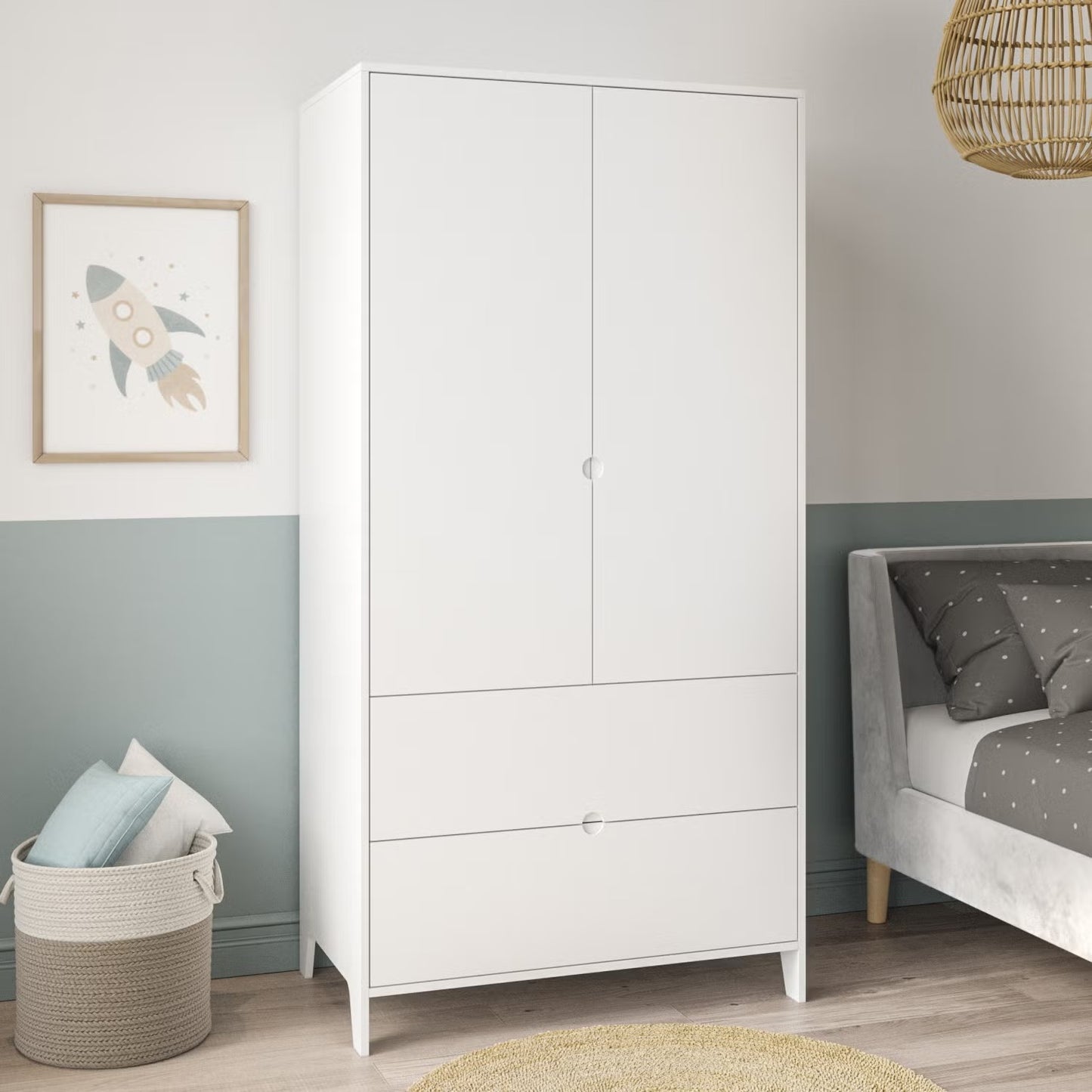 White Wardrobe With Drawers