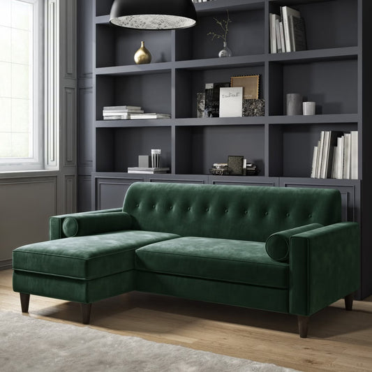 L Shaped Green Classical Sofa