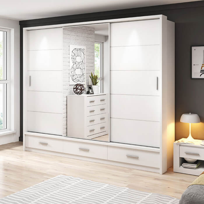 Stylish White Sliding Door Wardrobe