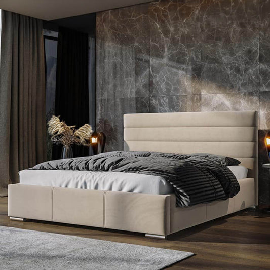 Contemporary Beige Platform Bed